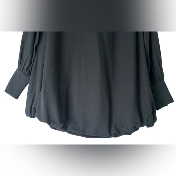 FRAME Black Shift Mini Dress XS Long Balloon Sleeve Bubble Hem LBD - Picture 5 of 8